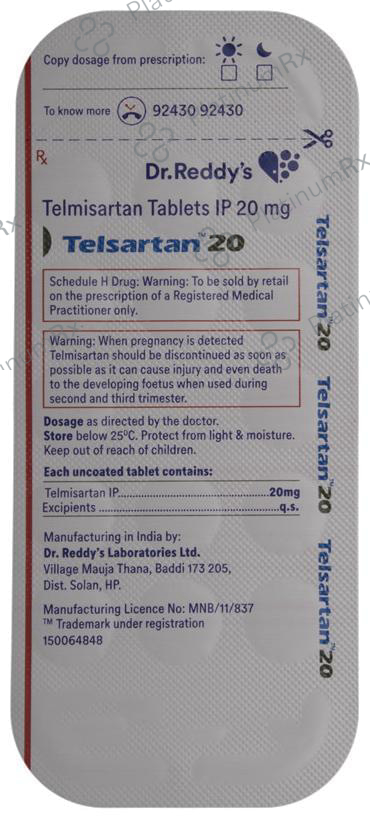 Telsartan 20 Tablet 14 Tablet