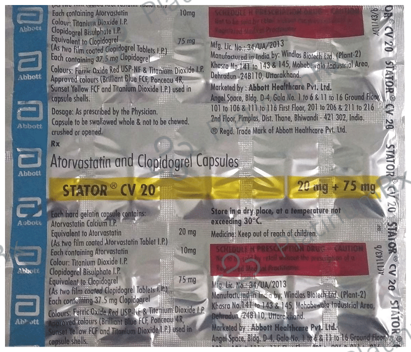 Stator CV 20/75mg Capsule 15s