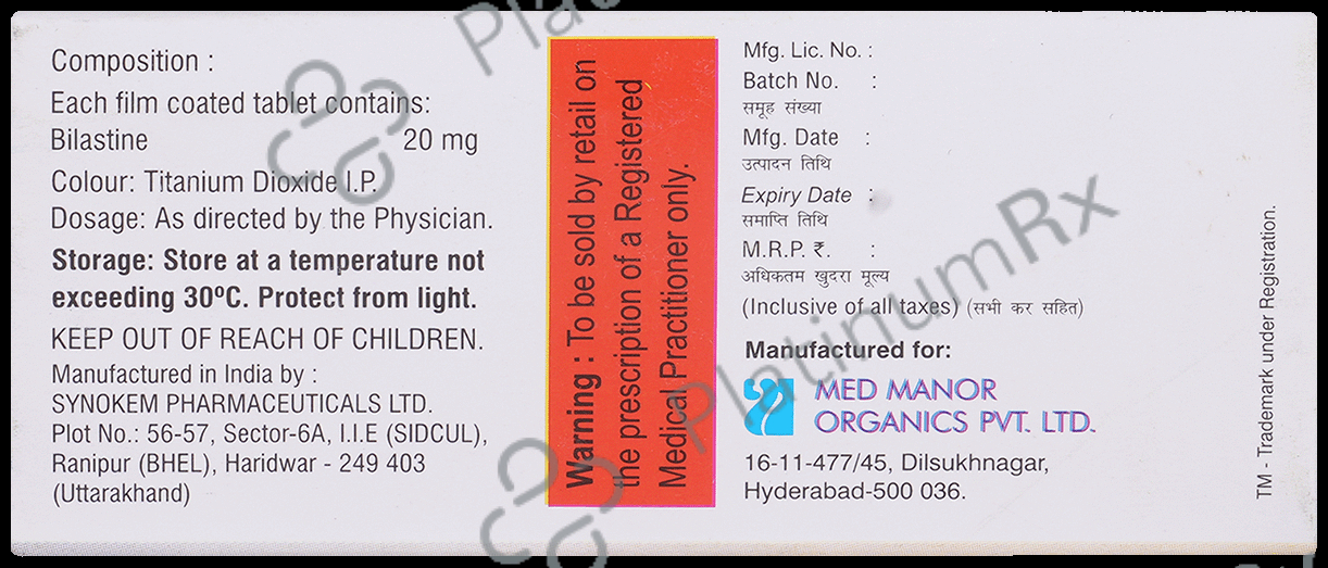 Bilahist 20mg Tablet 10s