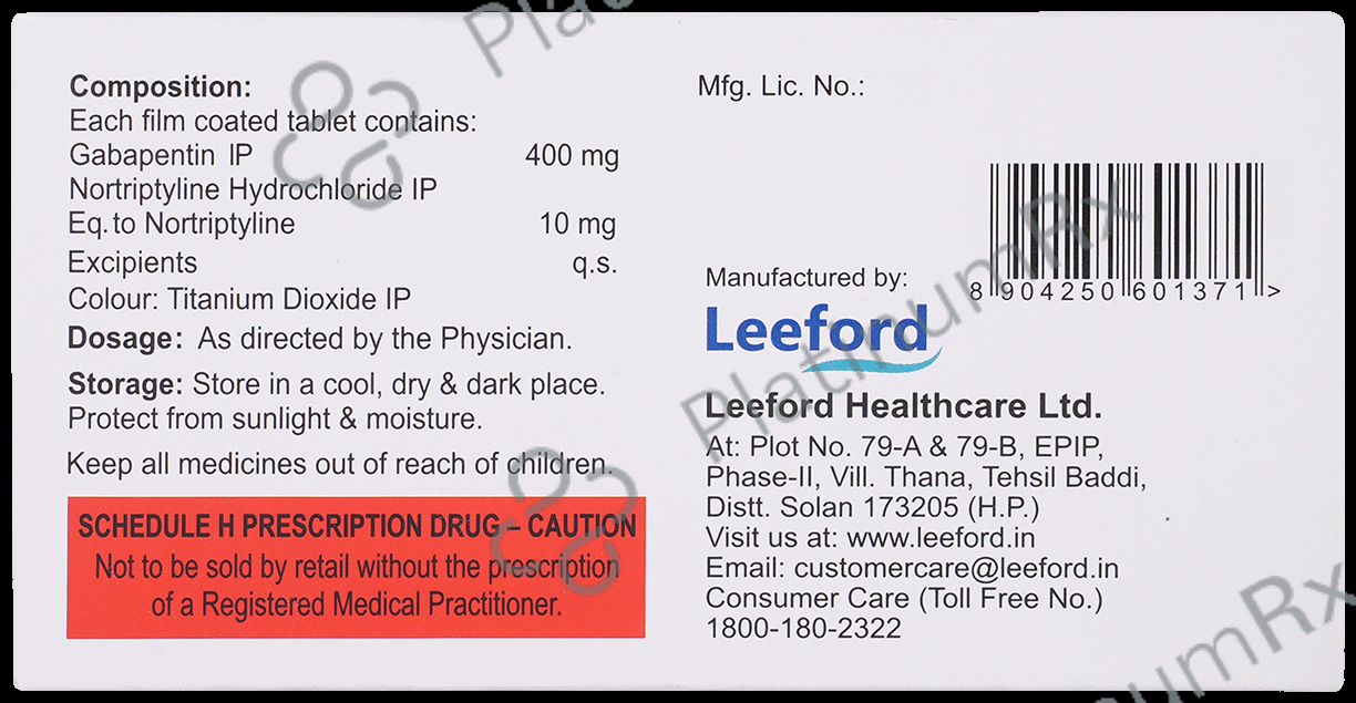 Gabanyl NT 400/10mg Tablet 10s