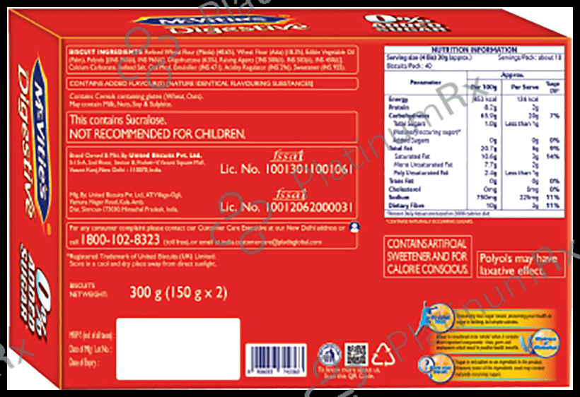 Mcvitie's Digestive Biscuit 0% Added Sugar 300 gm