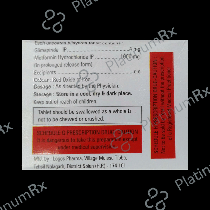 Endoformin G Forte 4mg/1000mg Tablet PR