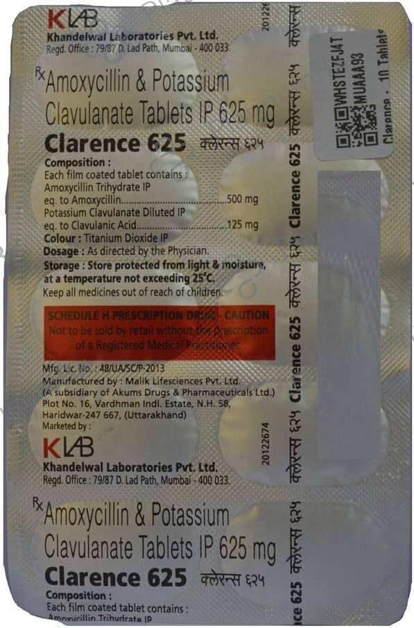 Clarence 500/125mg Tablet 10s