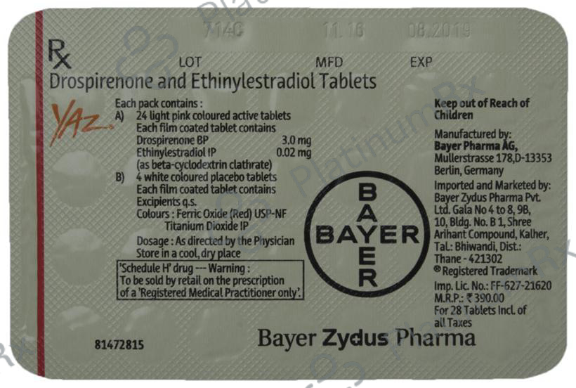 YAZ 3/0.02mg Tablet 28s