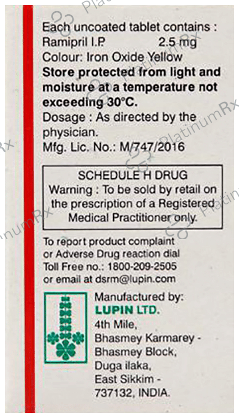 Ramistar 2.5mg Tablet 15s