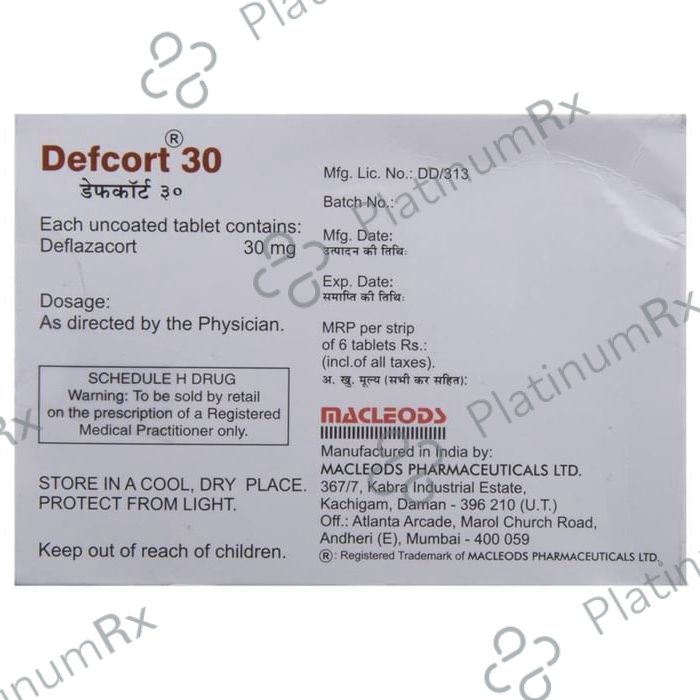Defcort 30mg Tablet 6s