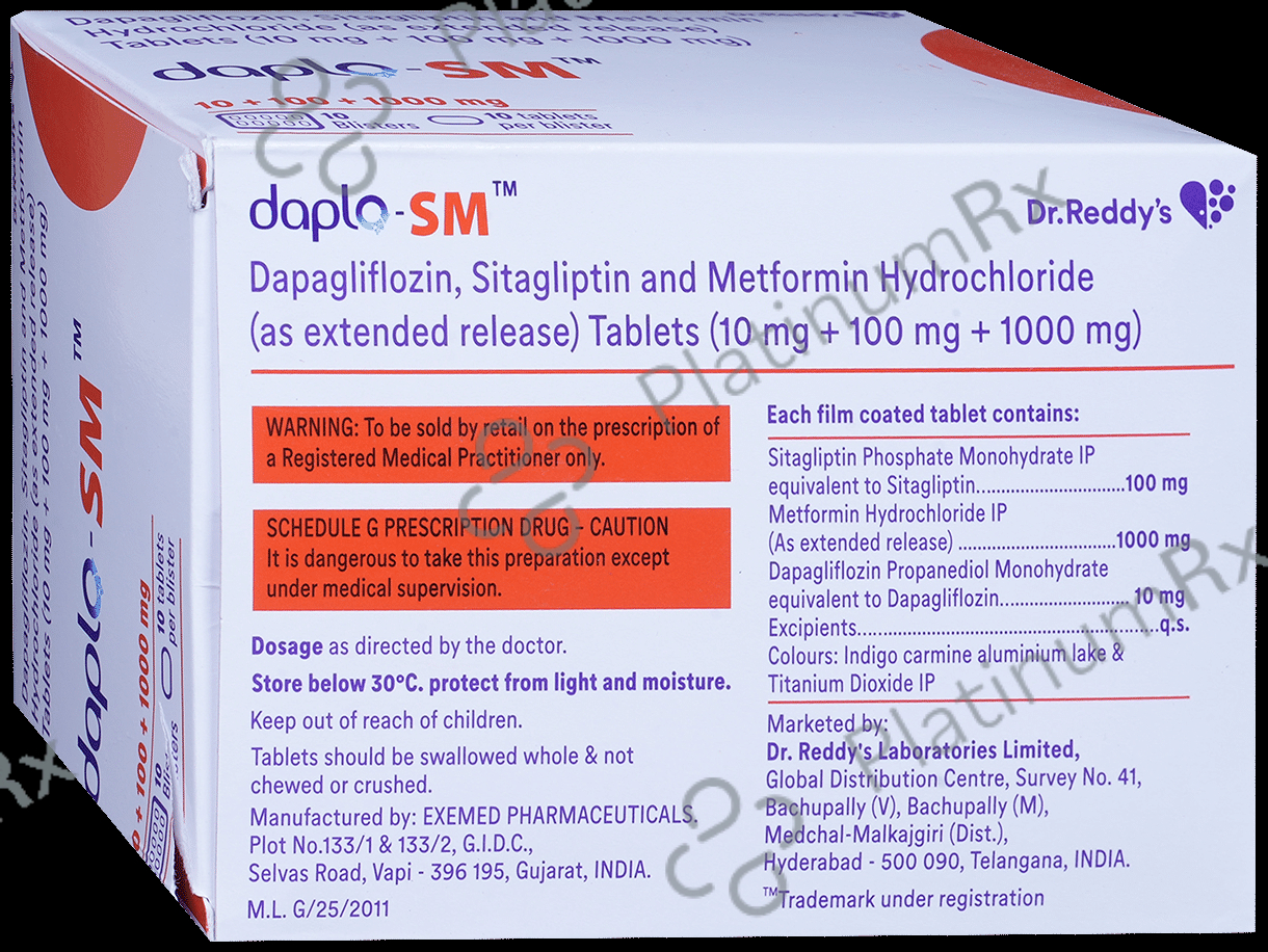 Daplo SM 10/1000/100mg Tablet ER 10s