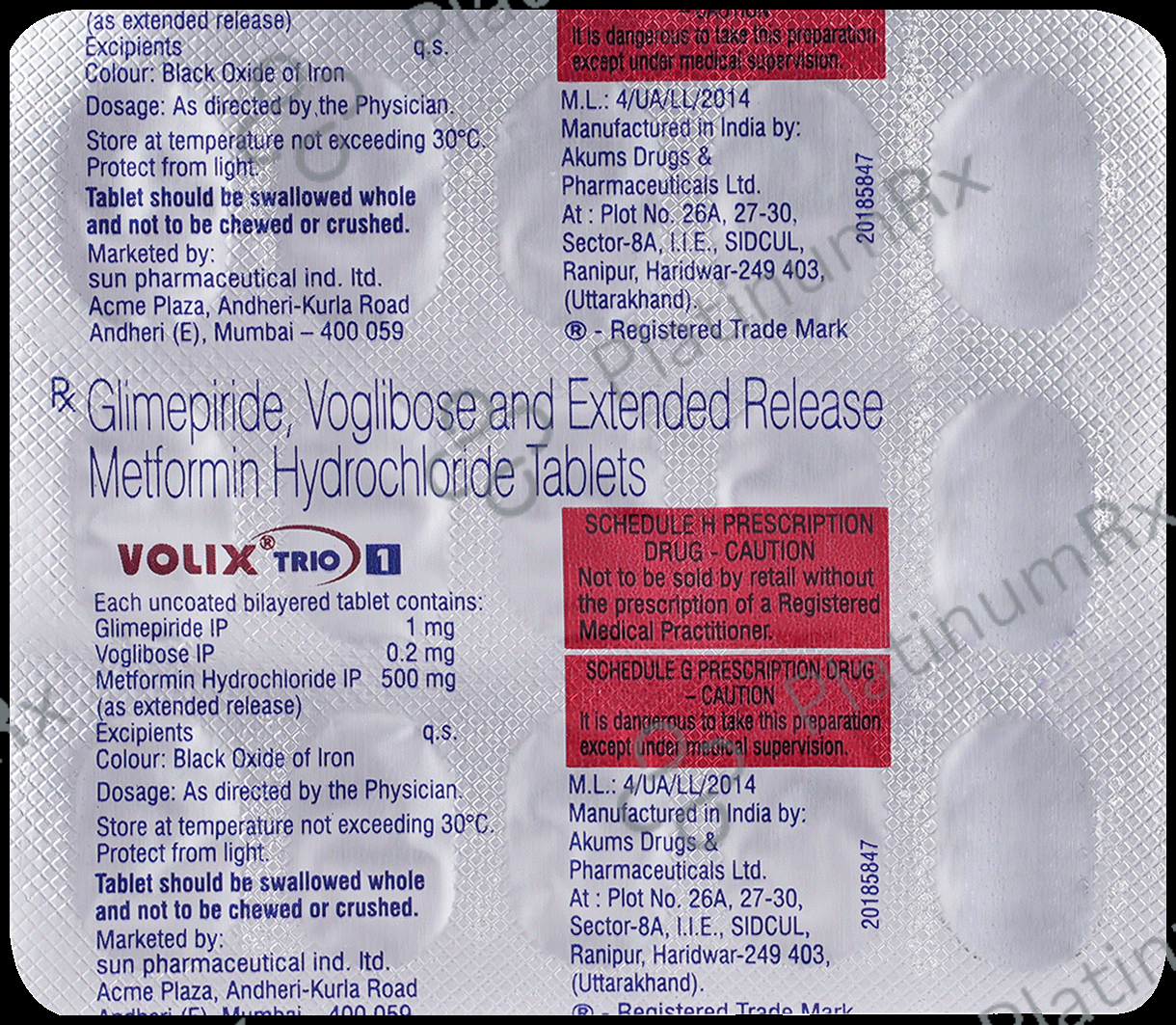 Volix Trio 1/500/0.2mg Tablet ER 15s