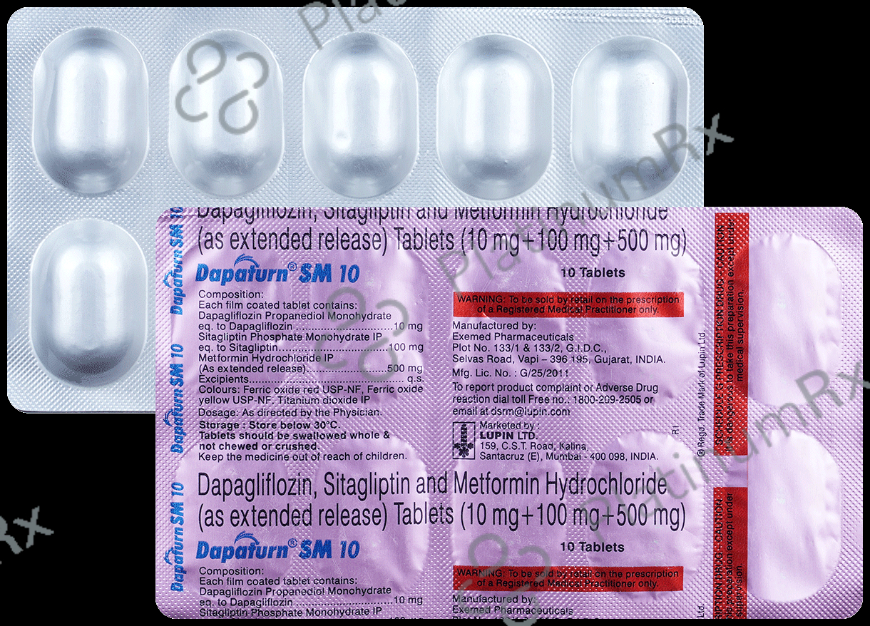 Dapaturn SM 10/500/100mg Tablet ER 10s