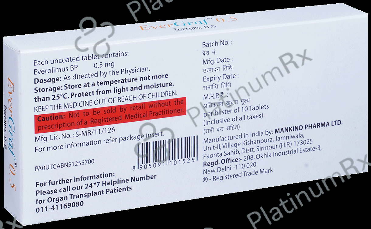 Evergraf 0.5mg Tablet