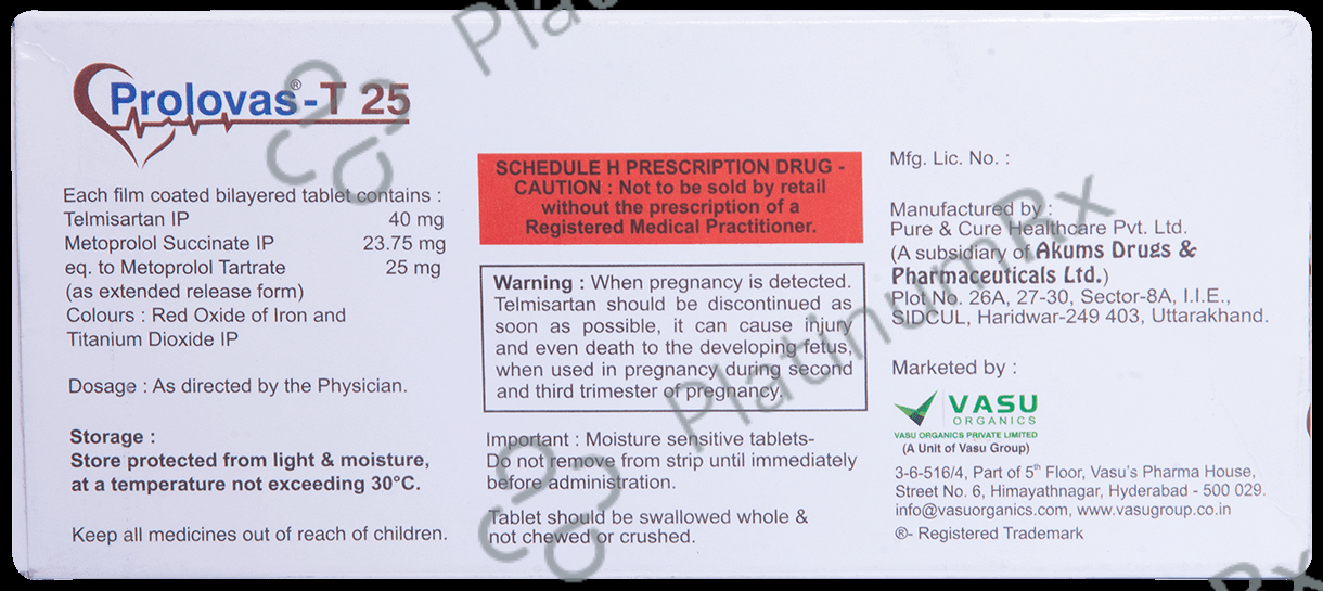 Prolovas T 40mg/25mg Tablet