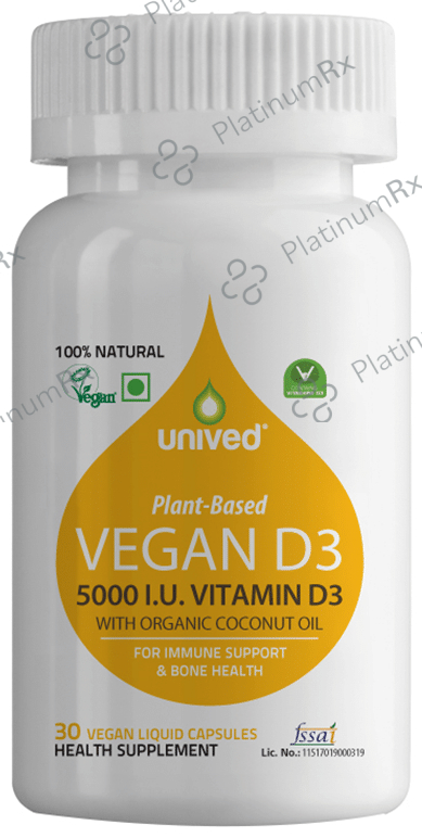 Unived Plant-Based Vegan Vitamin D3 5000IU Liquid Capsule