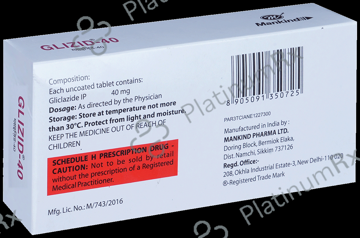 Glizid 40mg Tablet 10s