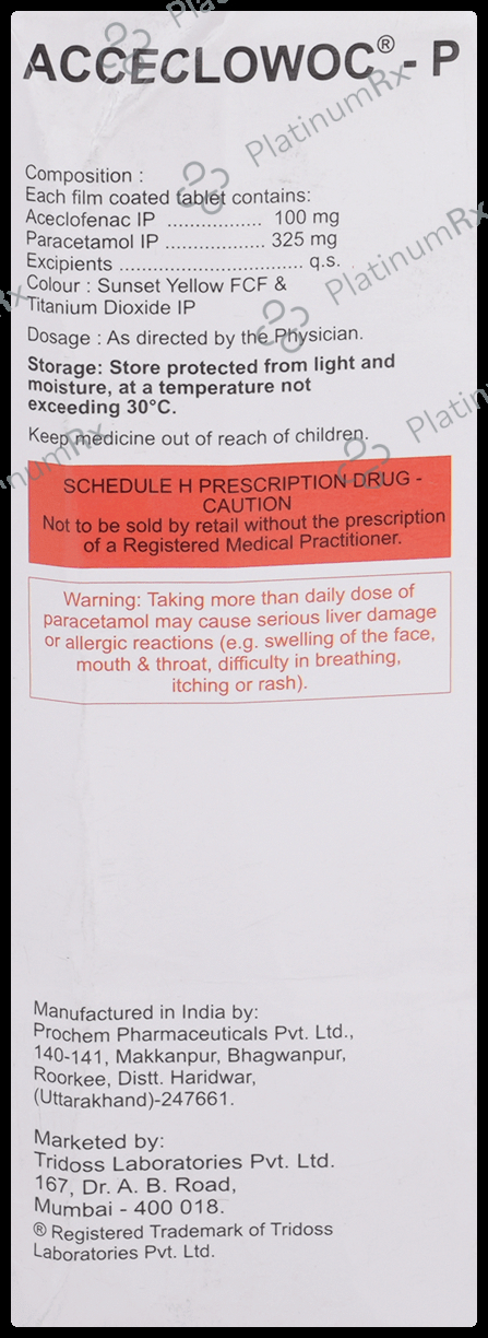 Acceclowoc P 100/325mg Tablet 10s