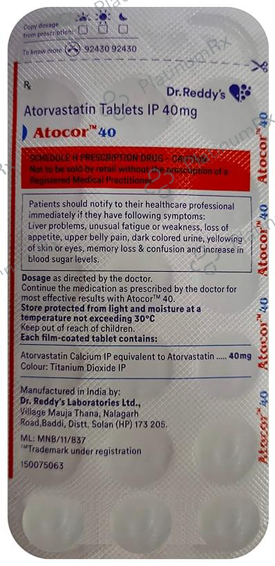 Atocor 40mg Tablet 15s
