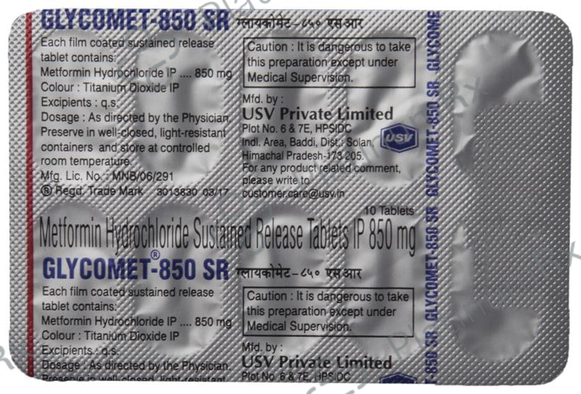 Glycomet 850mg SR Tablet 10s