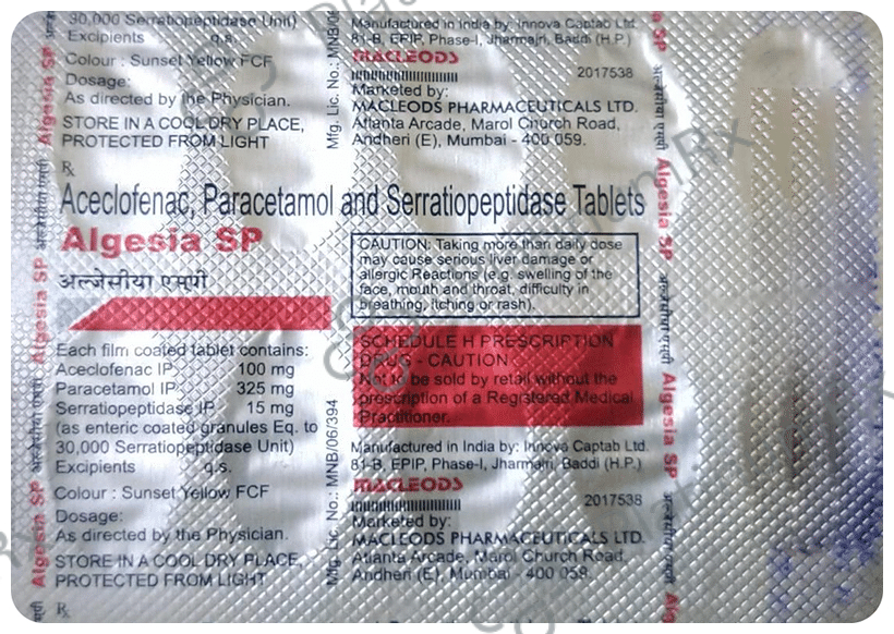 Algesia SP 100mg/325mg/15mg Tablet
