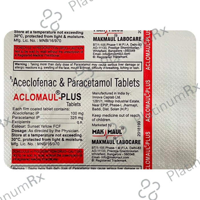 Aclomaul Plus 100mg/325mg Tablet