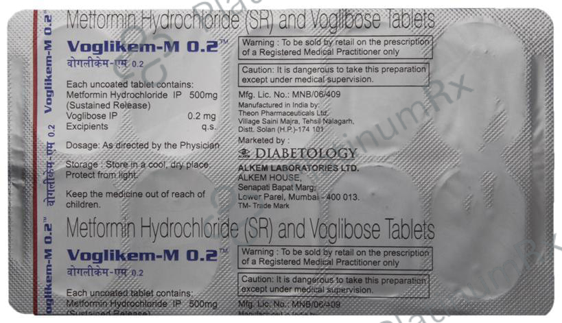 Voglikem M 500/0.2mg Tablet SR 10s