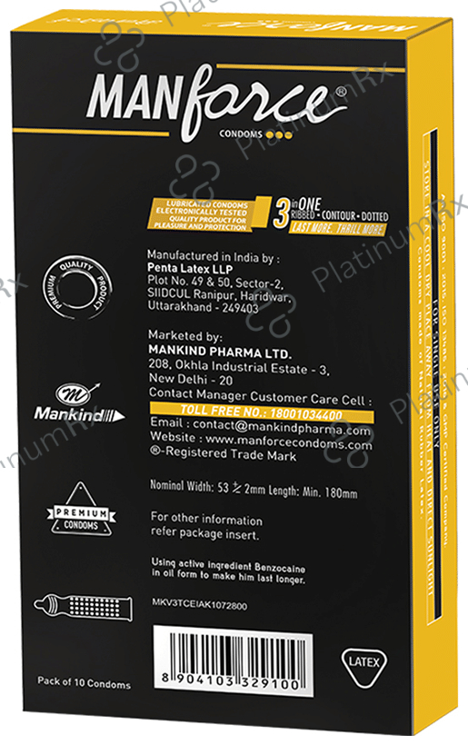 Manforce Overtime Condom - Flavour Pineapple 10 condoms