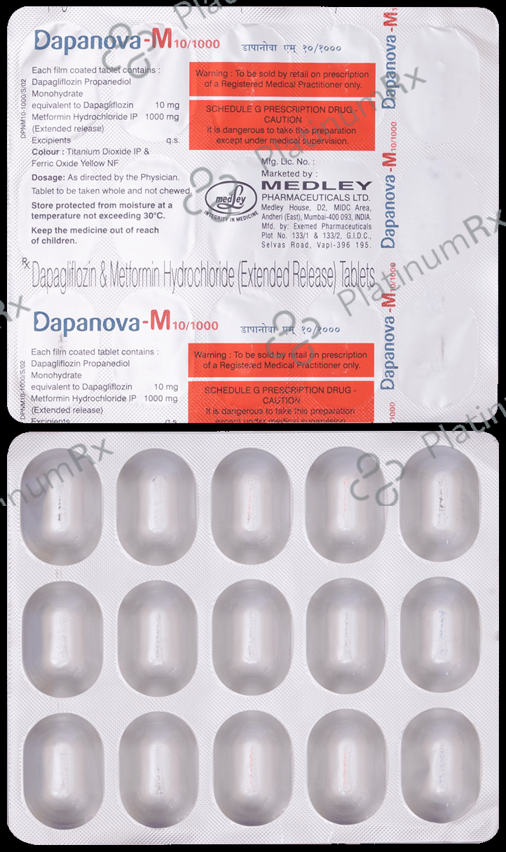 Dapanova M 10/1000mg Tablet 15s
