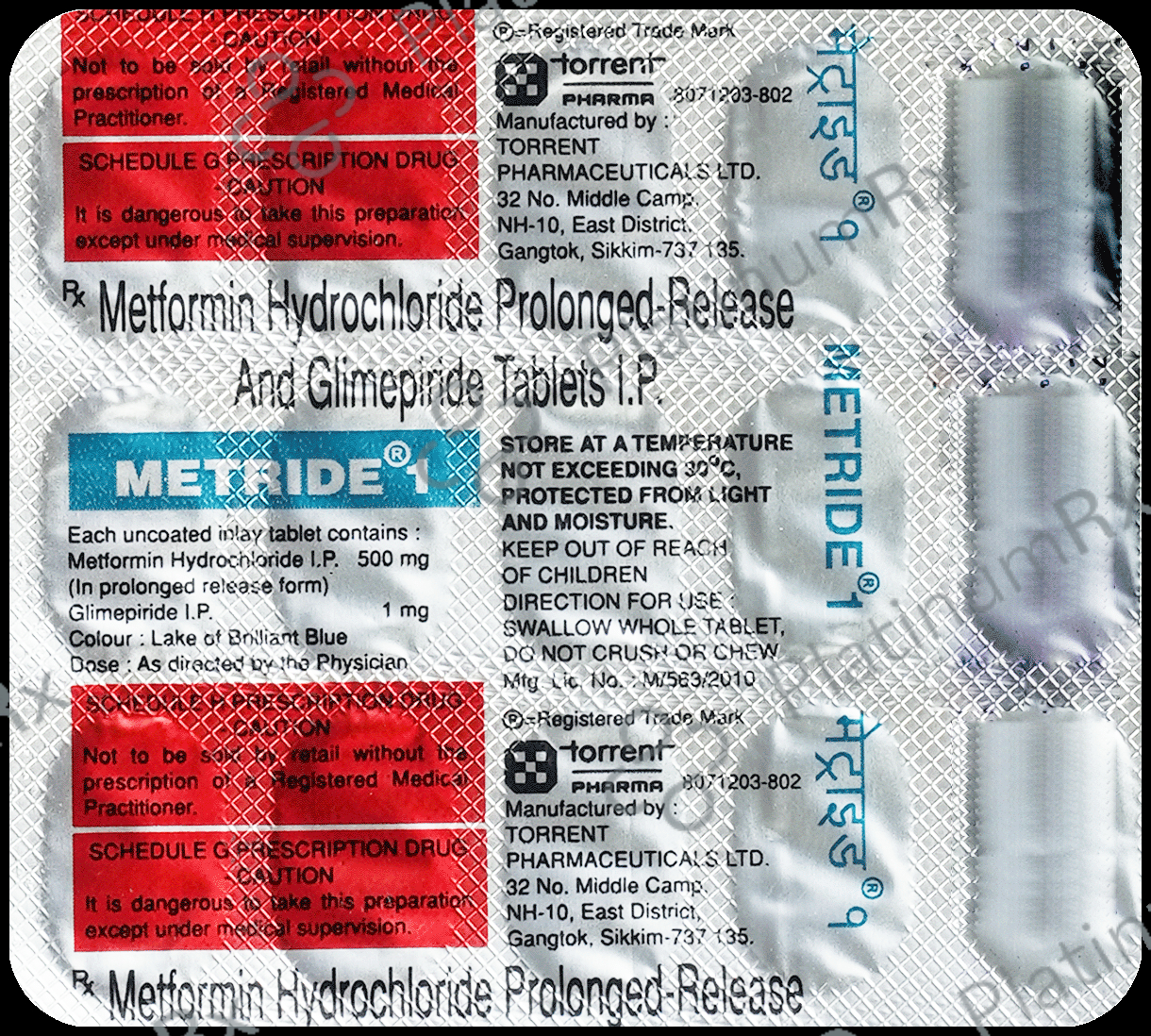 Metride 1/500mg Tablet PR 15s