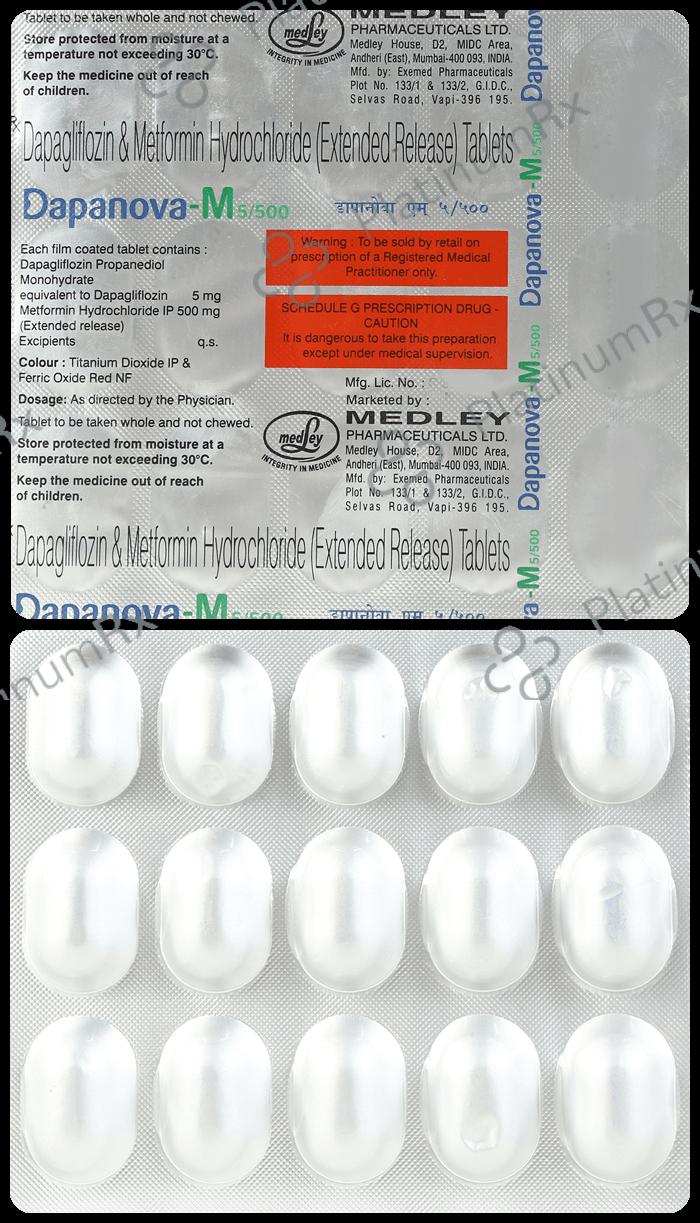 Dapanova M 5/500mg Tablet 15s