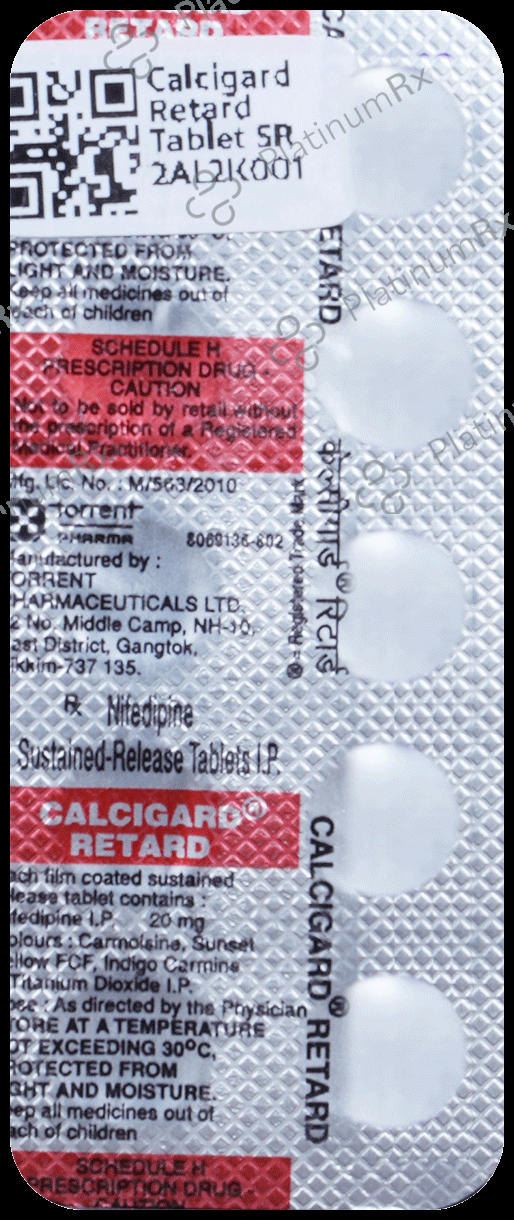 Calcigard 20mg Retard Tablet SR 10s