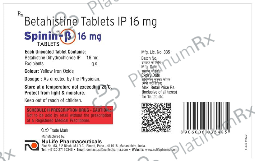 Spinin B 16mg Tablet