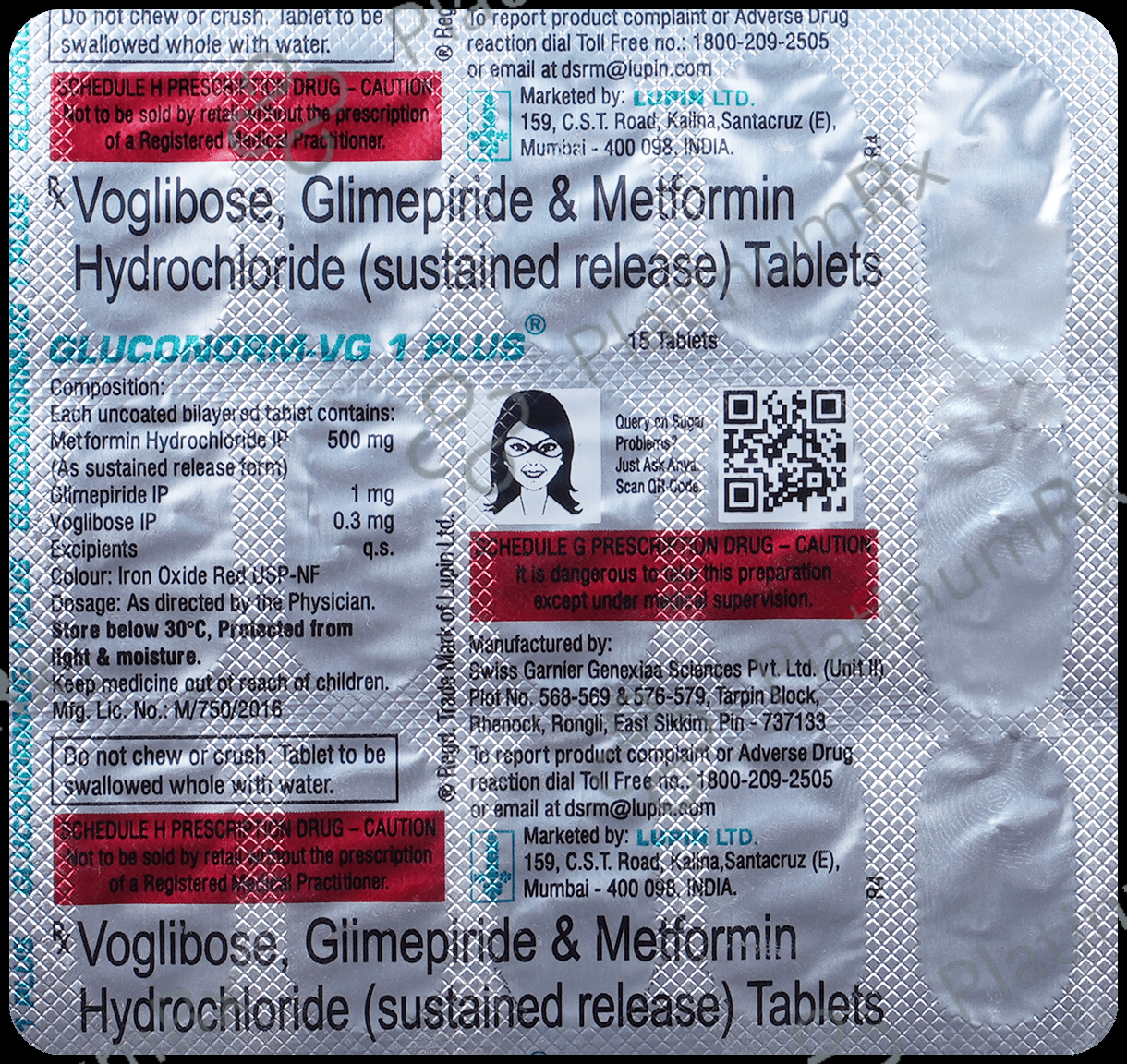 Gluconorm VG 1/500/0.3mg Tablet SR 15s