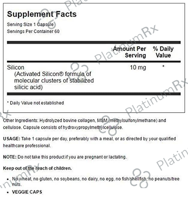 Jarrow Formulas Jarrosil Veggie Capsule with Activated Silicon - For Skin, Hair, Nails & Bones