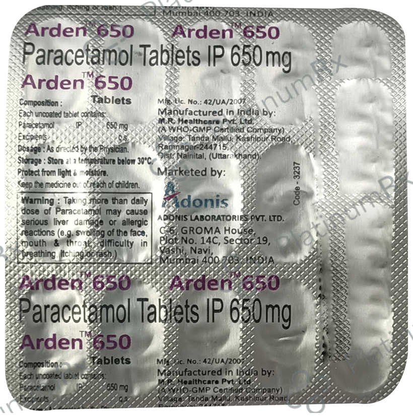 Arden 650mg Tablet 15 Tablet