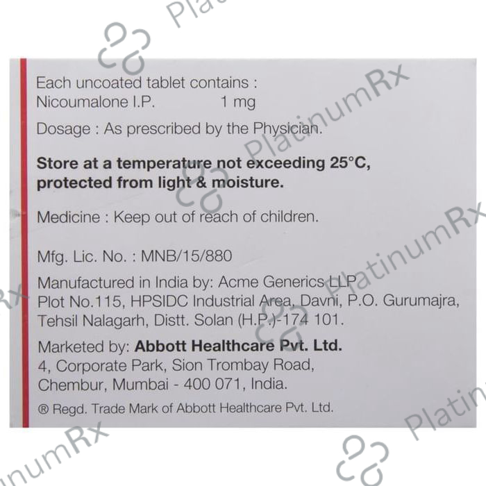 Acitrom 1mg Tablet 30s