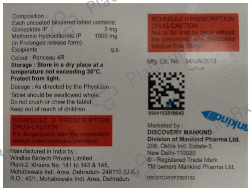 Glimestar M3 Forte 3/1000mg Tablet PR 10s