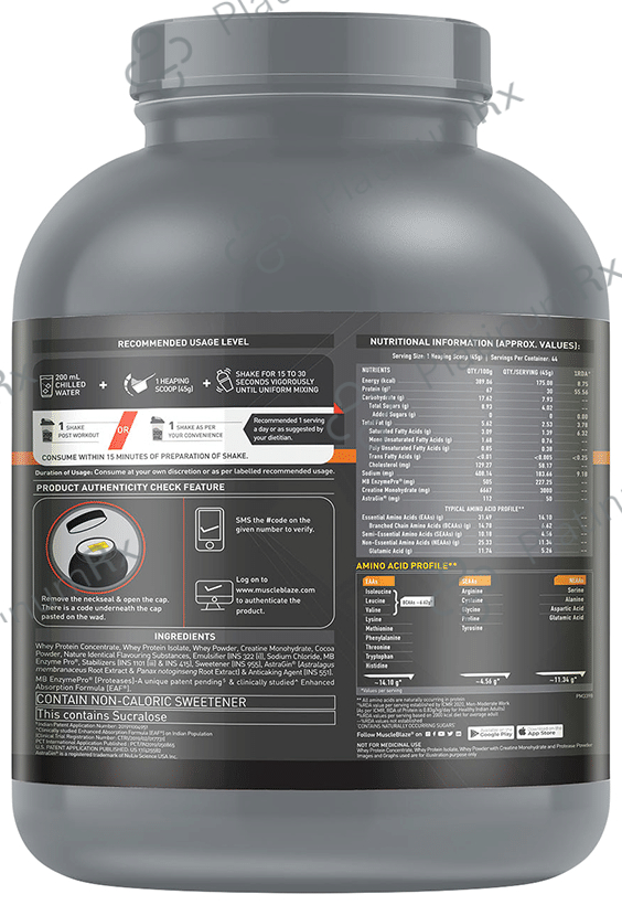 MuscleBlaze Biozyme Performance Whey Protein PR Powder Chocolate Fudge 2 kg