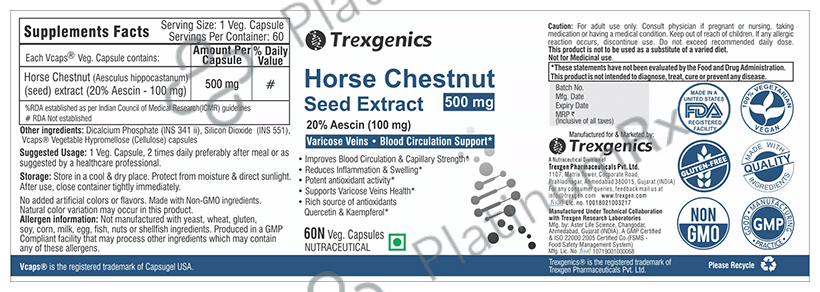 Trexgenics Horse Chestnut Seed Extract Veg Capsule