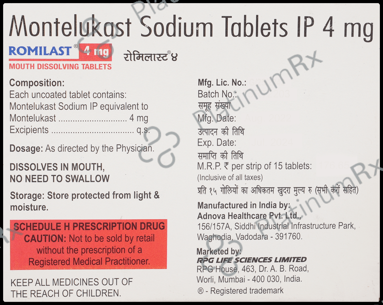 Romilast 4mg Tablet 15s