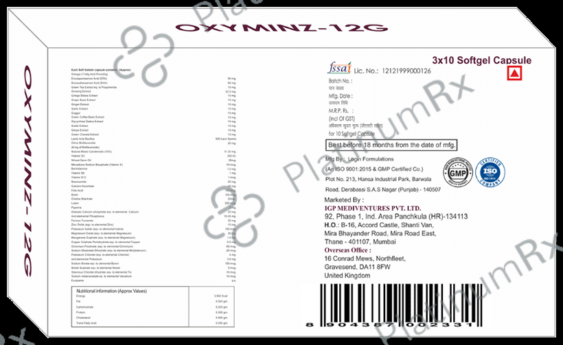 IGP Mediventures Oxyminz 12g Softgel Capsule (10 Each)
