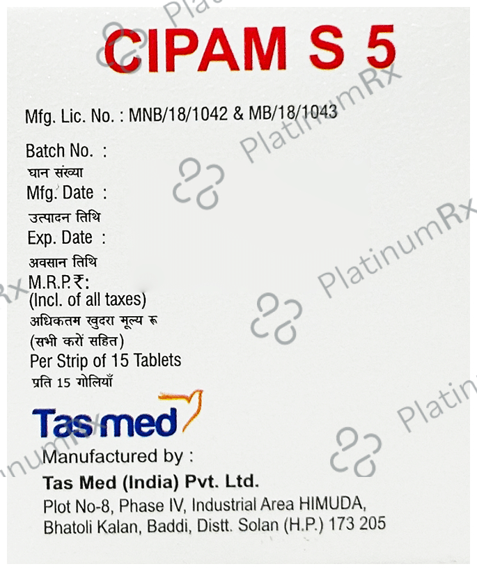 Cipam S 5 Tablet 15 tablets