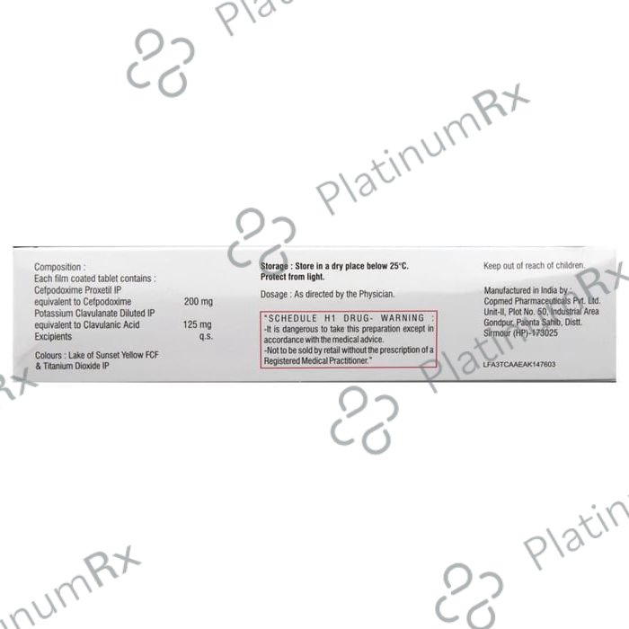 Gudcef CV 200/125mg Tablet 10s