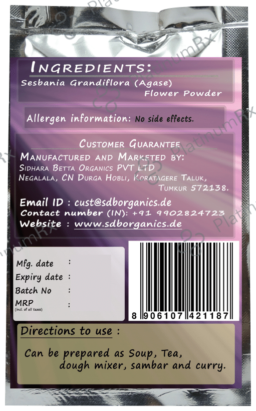 Sidhara Betta Herbals Sesbania Grandiflora (Agase) Flower Powder