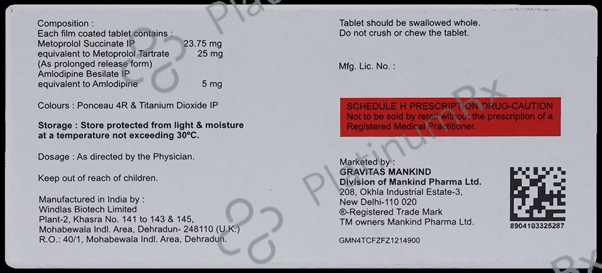 Amlokind Beta 5/23.75mg Tablet PR 10s