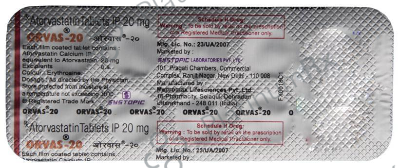 Orvas 20mg Tablet 10s