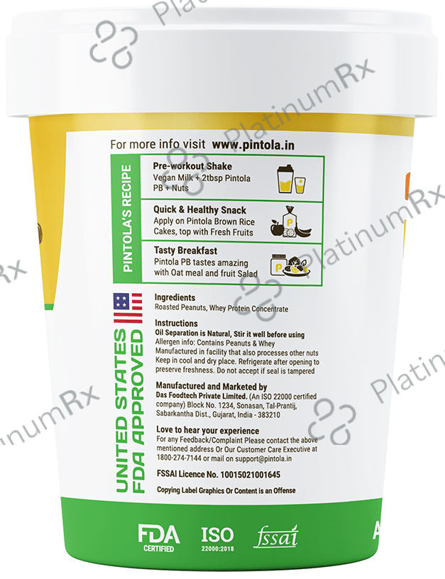 Pintola High Protein Peanut Butter Crunchy Unsweetened