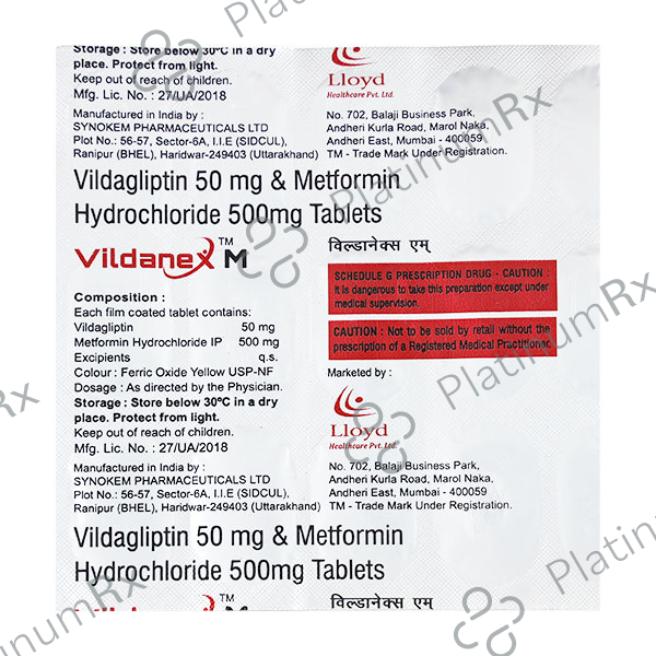 Vildanex M OD 500/100mg Tablet 15s