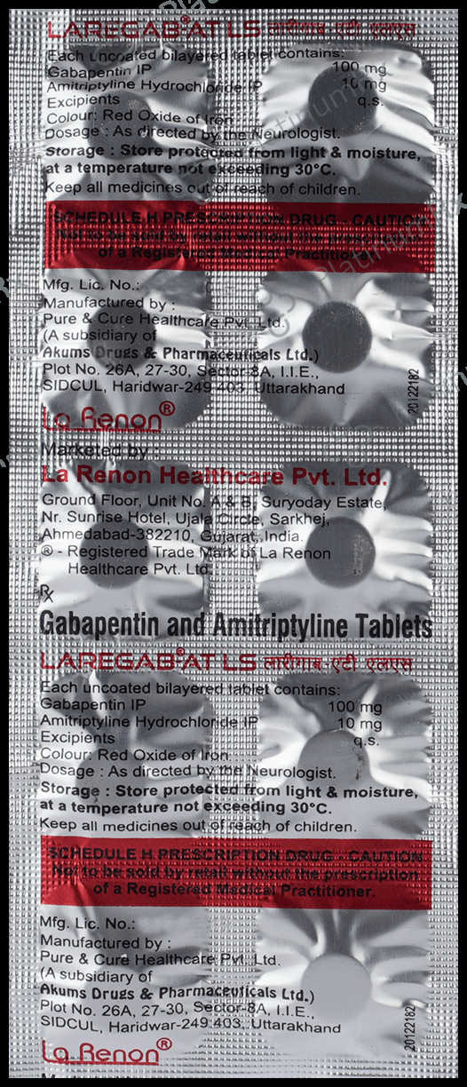 Laregab AT LS 100/10mg Tablet 10s