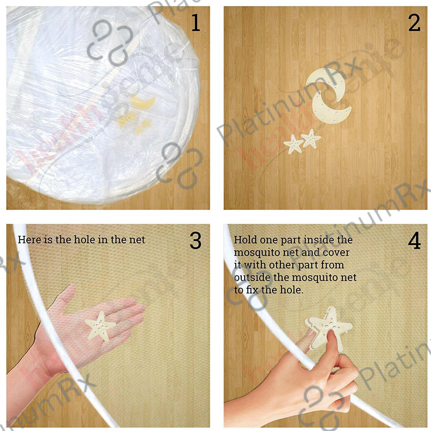 Healthgenie Polyester Premium Foldable Mosquito Net Double Bed with Repair Kit of 7 Patches Blue