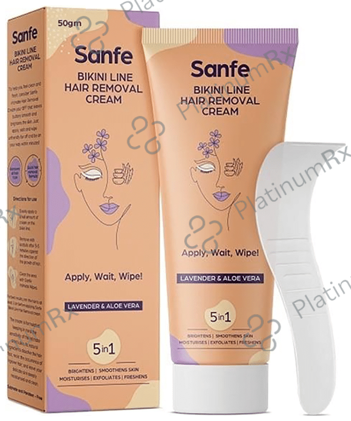 Sanfe Bikini Line Hair Removal Cream (50gm Each) Lavender & Aloe Vera 3 Tubes