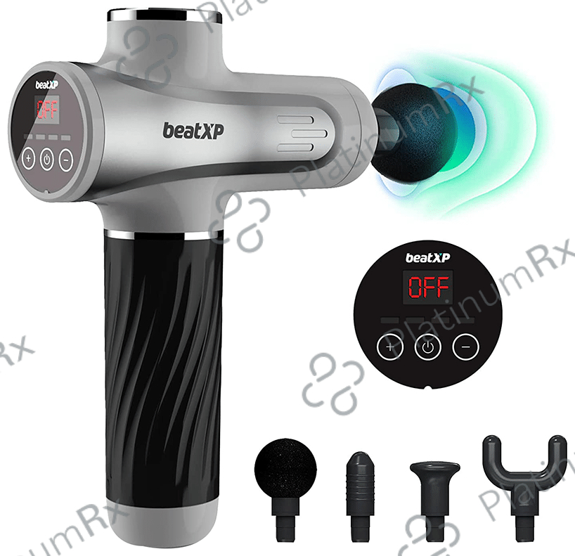 beatXP Bolt Go Deep Tissue Massage Gun Glossy Silver