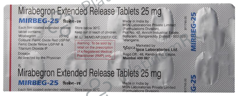 Mirbeg 25mg ER Tablet 10s